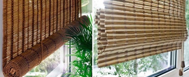 Бамбуковые жалюзи в интерьере балкона