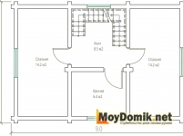 Планировка двухэтажного дома из профилированного бруса ПБ-103-2 - схема второго этажа